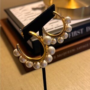 J. Crew Gold Pearl Embellished Earrings